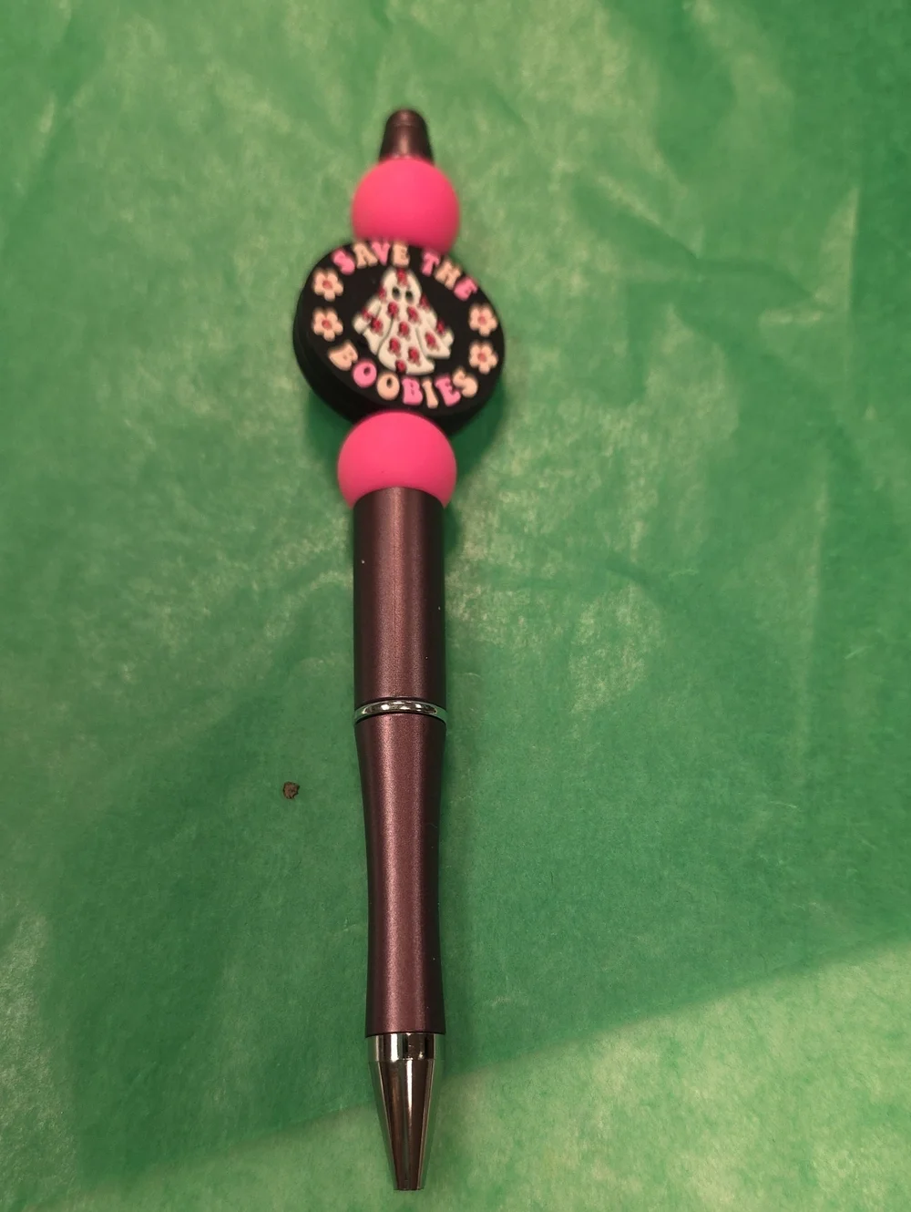 Pink Accent Stylus & Ballpoint Pen with Awareness Charm